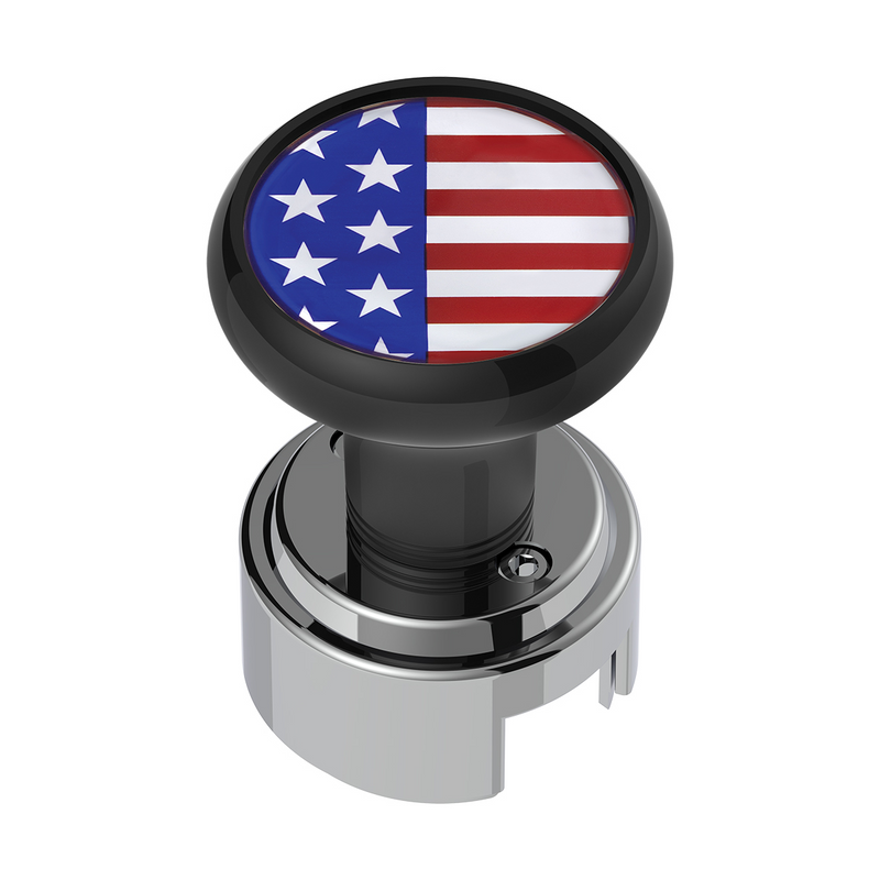 United Pacific Thread-On Gearshift Knob With 13/15/18 Speed Adapter & USA Flag Sticker Black 70341