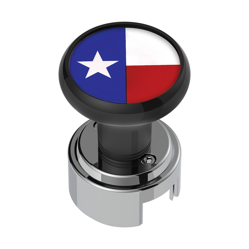 United Pacific Thread-On Gearshift Knob With 13/15/18 Speed Adapter & Texas Flag Sticker Black 70342