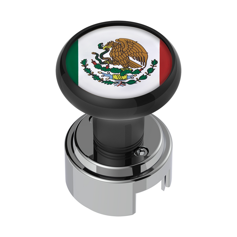 United Pacific Thread-On Gearshift Knob With 13/15/18 Speed Adapter & Mexico Flag Sticker Black 70343