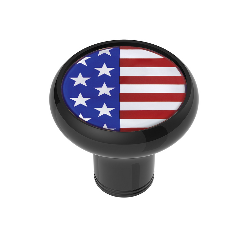United Pacific 1/2"-13 Thread-On Gearshift Knob With USA Flag Sticker Black 70344