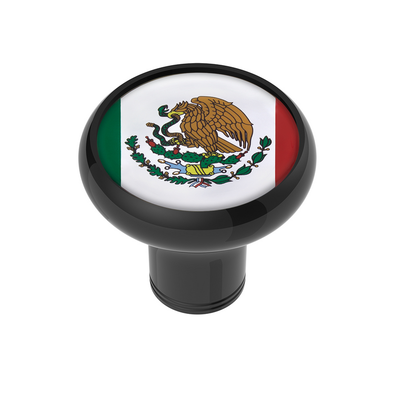 United Pacific 1/2"-13 Thread-On Gearshift Knob With Mexico Flag Sticker Black 70346