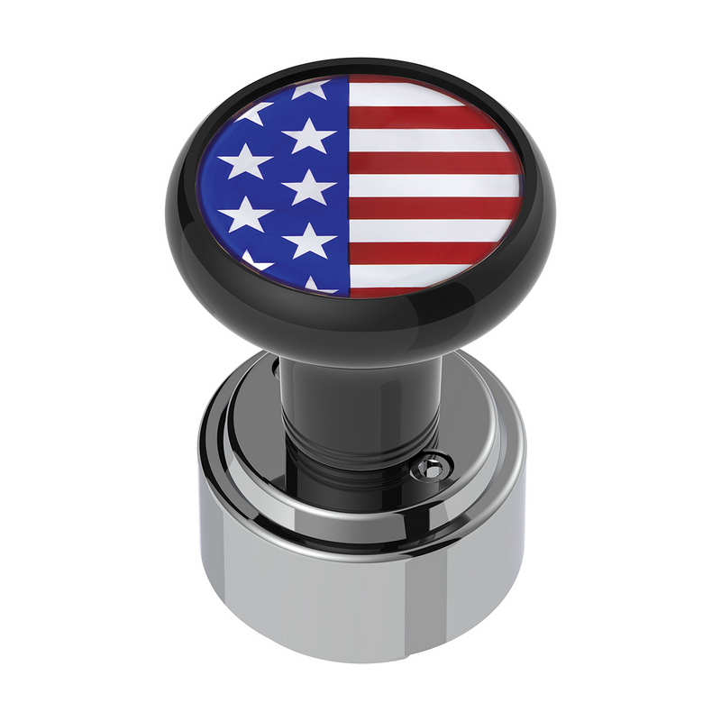 United Pacific Thread-On Gearshift Knob With 9/10 Speed Adapter & USA Flag Sticker Black 70348