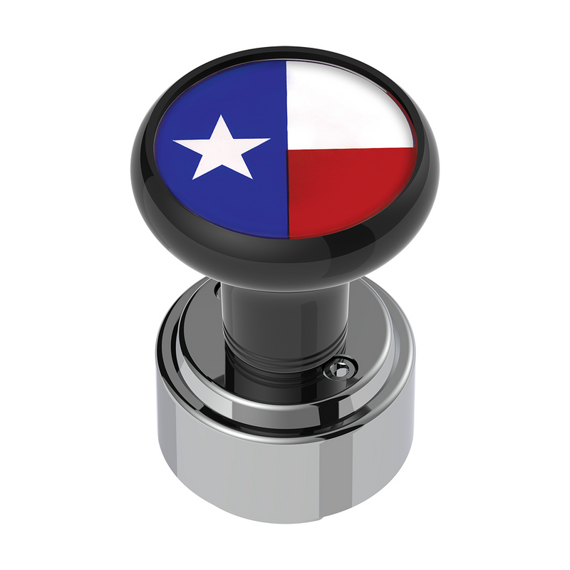United Pacific Thread-On Gearshift Knob With 9/10 Speed Adapter & Texas Flag Sticker Black 70349
