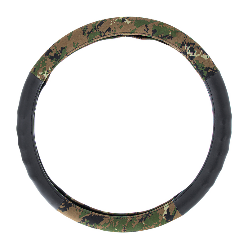 United Pacific 18" Cloth & Suede Camouflage Steering Wheel Cover Digital Woodland Style 70401