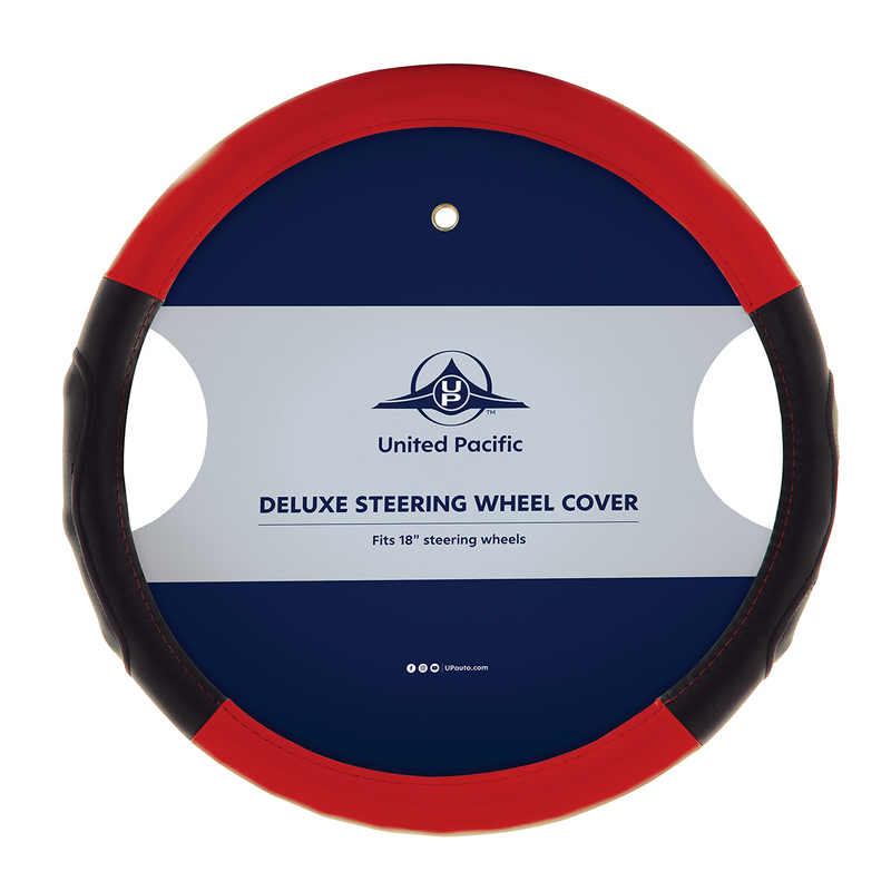 United Pacific 18" Duo Tone Steering Wheel Cover Black & Red 70406