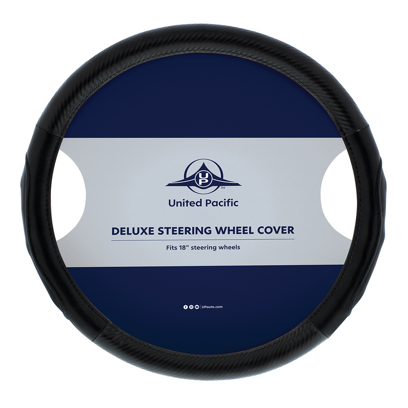 United Pacific 18" Carbon Fiber Pattern Steering Wheel Cover Black Stitching 70407