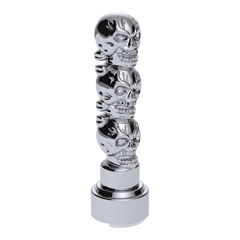 United Pacific Thread-On 3-Skulls Gearshift Knob With Adapter For Eaton-Fuller 9/10 Speed Shifter-Chrome 70547