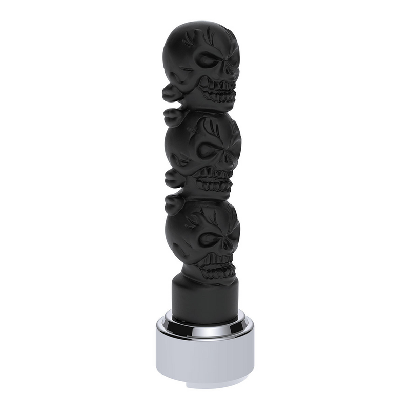 United Pacific Thread-On 3-Skulls Gearshift Knob With Adapter For Eaton-Fuller 9/10 Speed Shifter-Matte Black 70548