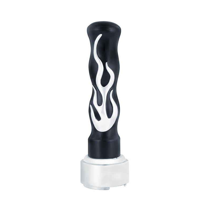 United Pacific Thread-On Flame Gearshift Knob With Adapter For Eaton Fuller 9/10 Speed Black With Chrome Flame 70569