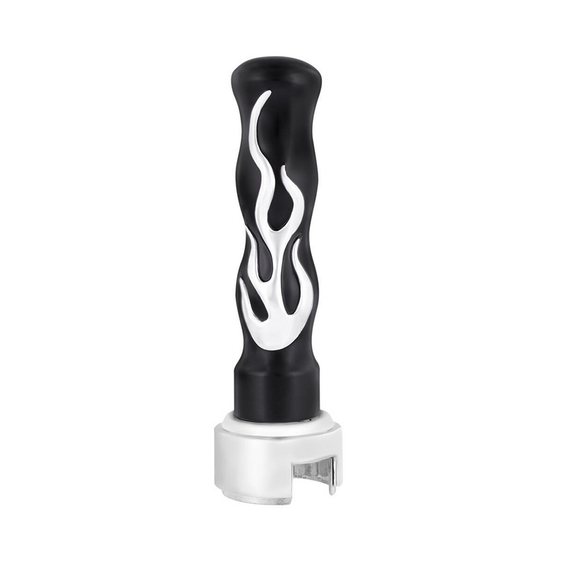 United Pacific Thread-On Flame Gearshift Knob With Adapter For Eaton Fuller 13/15/18 Speed Black With Chrome Flame 70575