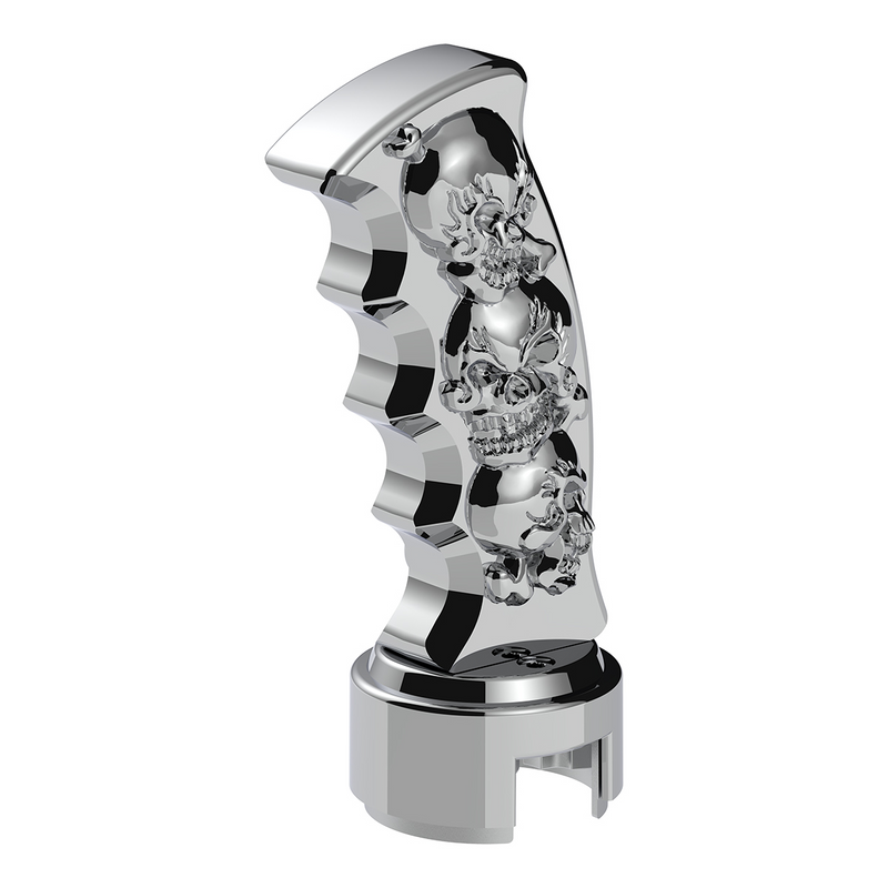 United Pacific Thread-On Skulls Pistol Grip Gearshift Knob With 13/15/18 Speed Adapter Chrome 70655