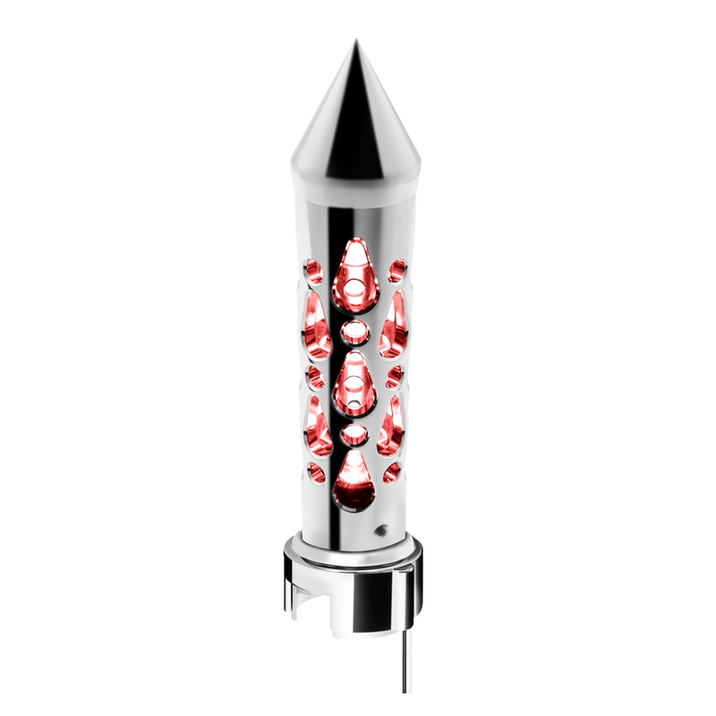 United Pacific Brooklyn Style Spike Gearshift Knob With LED 13/15/18 Speed Adapter Chrome/Red LED 70721