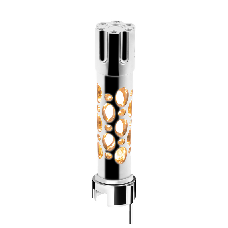 United Pacific Austin Style Gun Cylinder Gearshift Knob With LED 13/15/18 Speed Adapter Chrome/Amber LED 70724