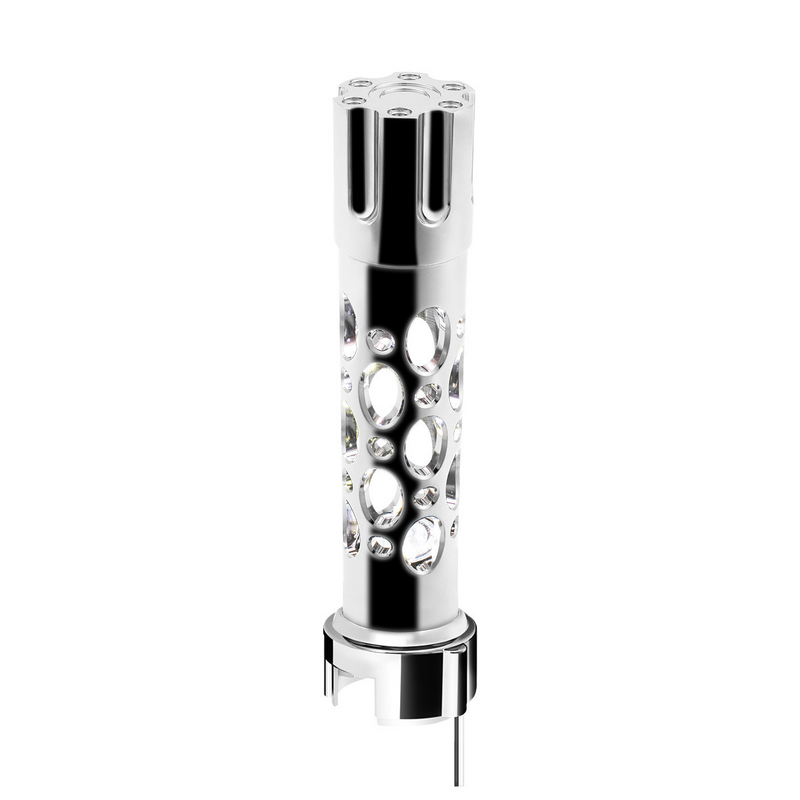 United Pacific Austin Style Gun Cylinder Gearshift Knob With LED 13/15/18 Speed Adapter Chrome/White LED 70727