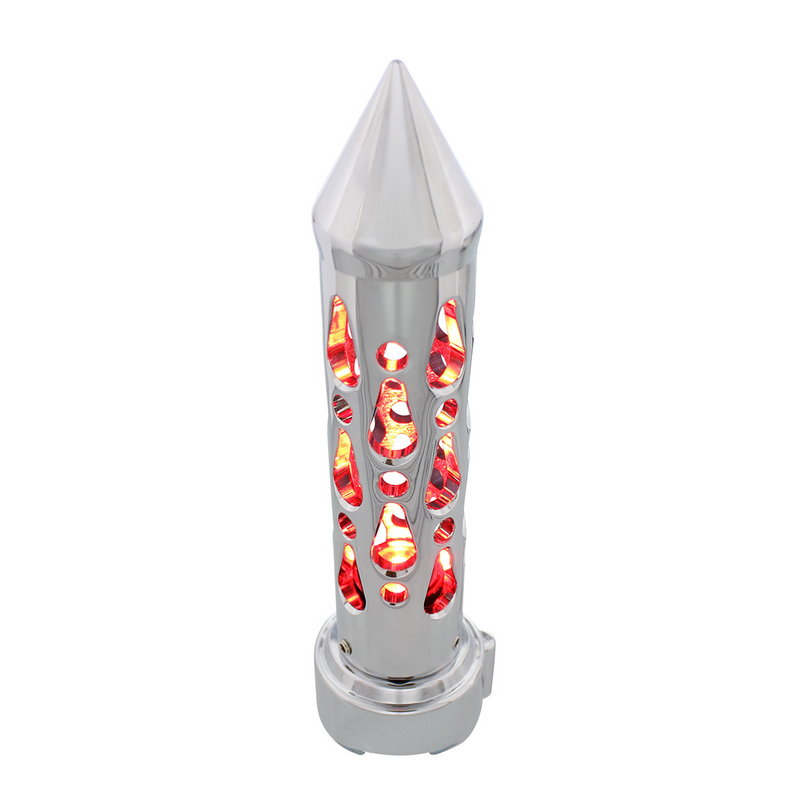 United Pacific Brooklyn Style Spike Gearshift Knob With LED 9/10 Speed Adapter Chrome/Red LED 70737