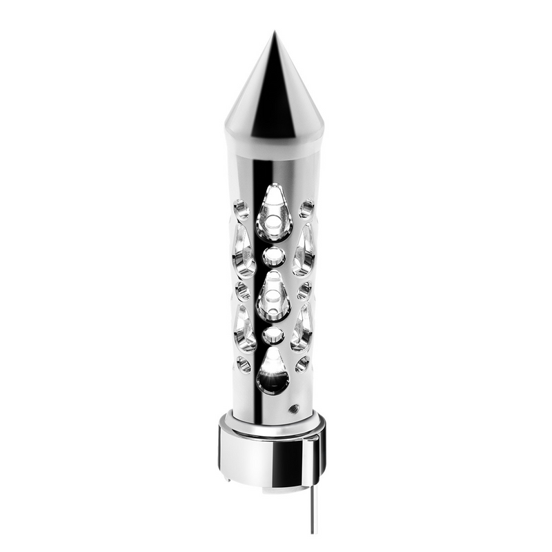 United Pacific Brooklyn Style Spike Gearshift Knob With LED 9/10 Speed Adapter Chrome/White LED 70739