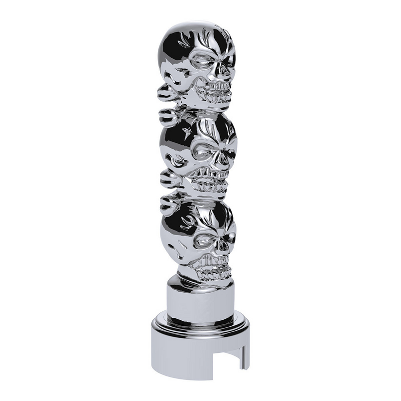 United Pacific Thread-On 3-Skull Gearshift Knob With Adapter For Eaton-Fuller 13/15/18 Speed Shifter- Chrome 70752