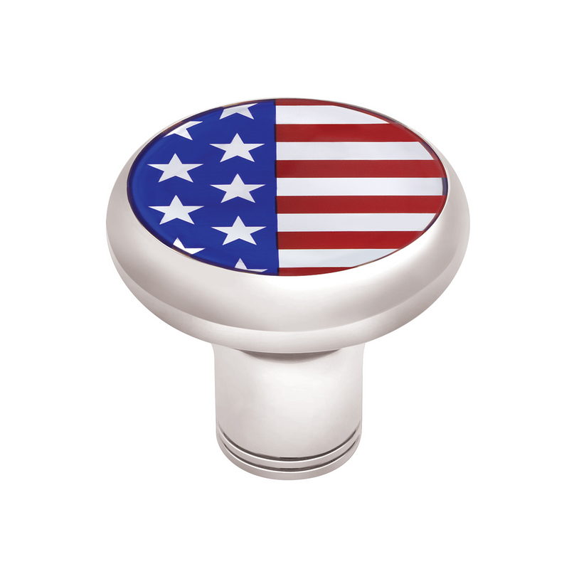 United Pacific 1/2"-13 Thread-On Gearshift Knob With USA Flag Sticker Chrome 70795
