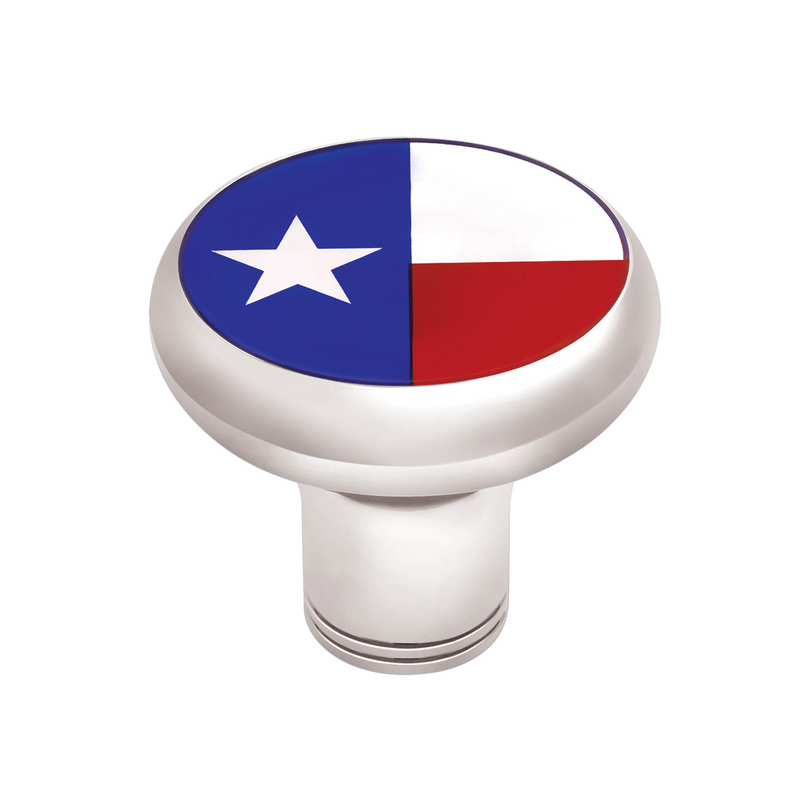 United Pacific 1/2"-13 Thread-On Gearshift Knob With Texas Flag Sticker Chrome 70796
