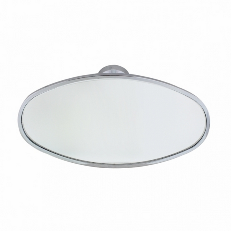 United Pacific Oval Chrome Plated Aluminum Interior Rear View Mirror With Glue-On Mount 70802