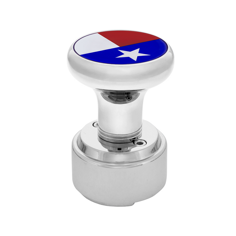 United Pacific Thread-On Gearshift Knob With 9/10 Speed Adapter & Texas Flag Sticker Chrome 70825