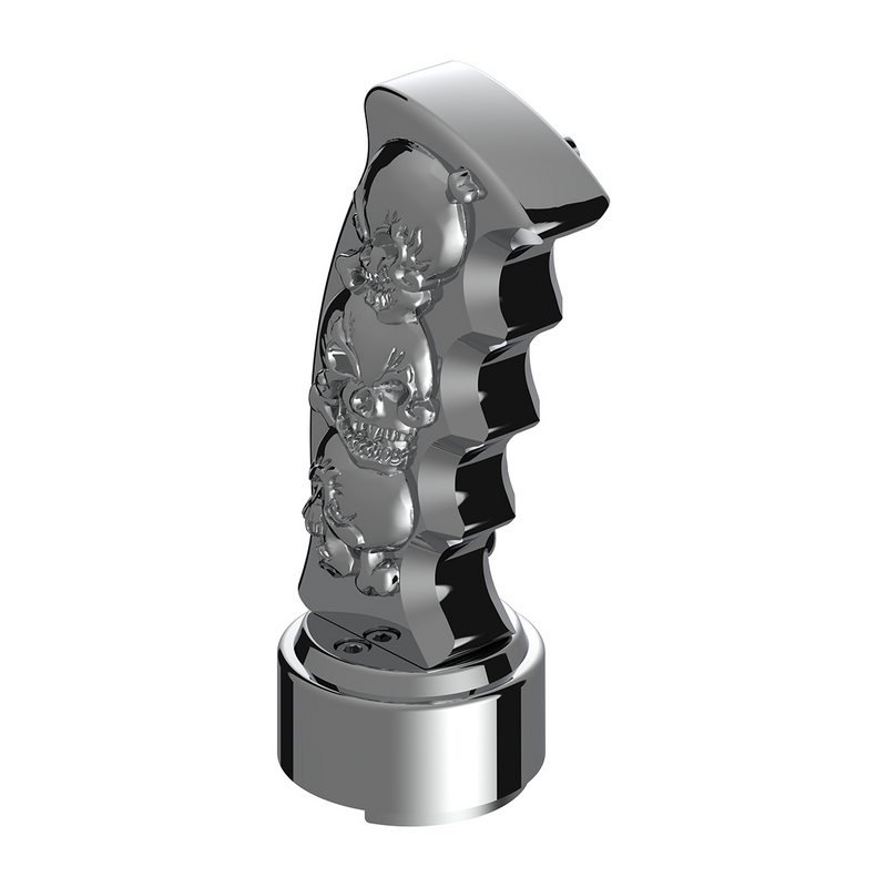 United Pacific Thread-On Skulls Pistol Grip Gearshift Knob With Chrome 9/10 Speed Adapter Chrome 70834
