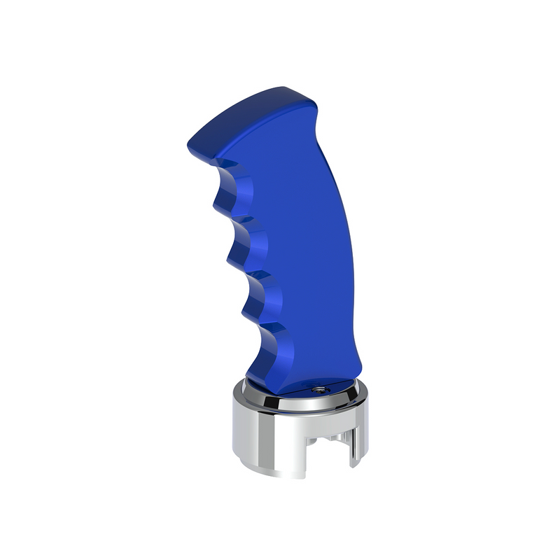 United Pacific Thread-On Pistol Grip Gearshift Knob With Chrome 13/15/18 Speed Adapter Indigo Blue 70841
