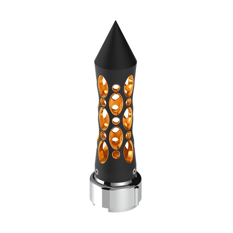 United Pacific Thread-On Daytona Style Spike Gearshift Knob With LED 9/10 Speed Adapter Black/Amber LED 70910