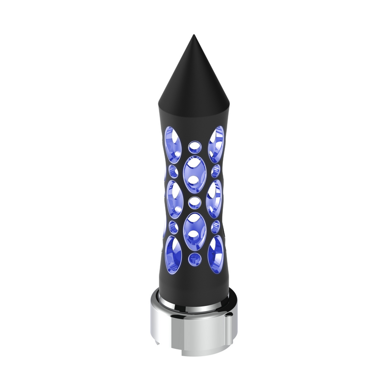 United Pacific Thread-On Daytona Style Spike Gearshift Knob With LED 9/10 Speed Adapter Black/Blue LED 70912