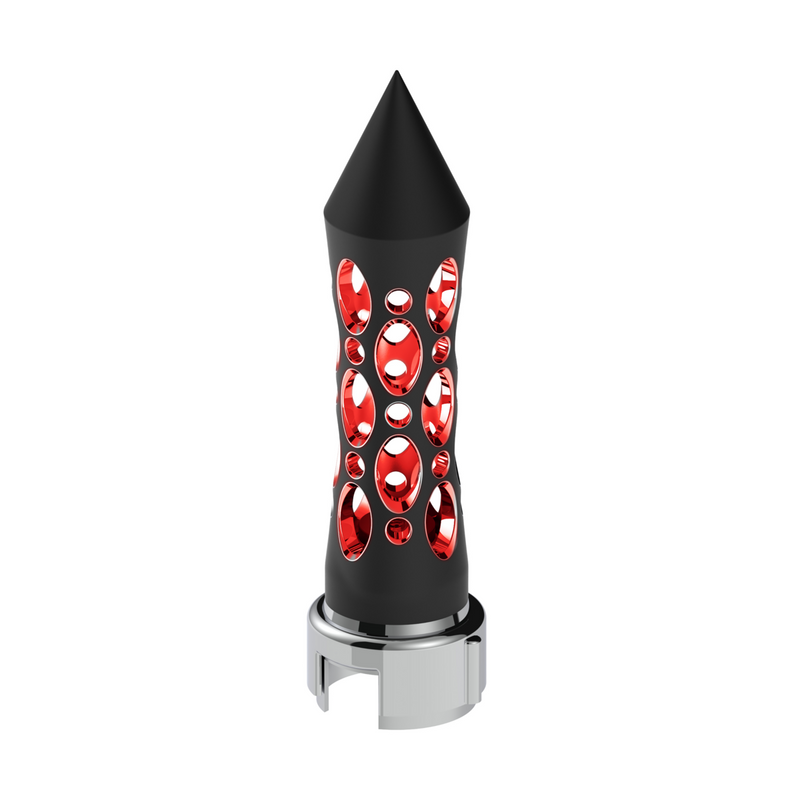 United Pacific Thread-On Daytona Style Spike Gearshift Knob With LED 13/15/18 Speed Adapter Black/Red LED 70915