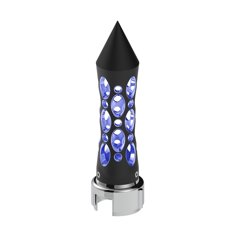 United Pacific Thread-On Daytona Style Spike Gearshift Knob With LED 13/15/18 Speed Adapter Black/Blue LED 70916
