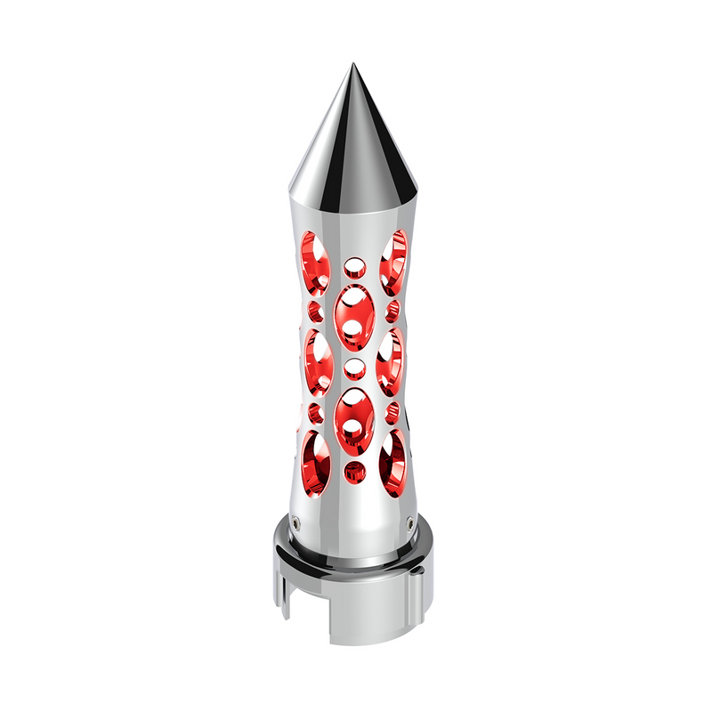 United Pacific Thread-On Daytona Style Spike Gearshift Knob With LED 13/15/18 Speed Adapter Chrome/Red LED 70919