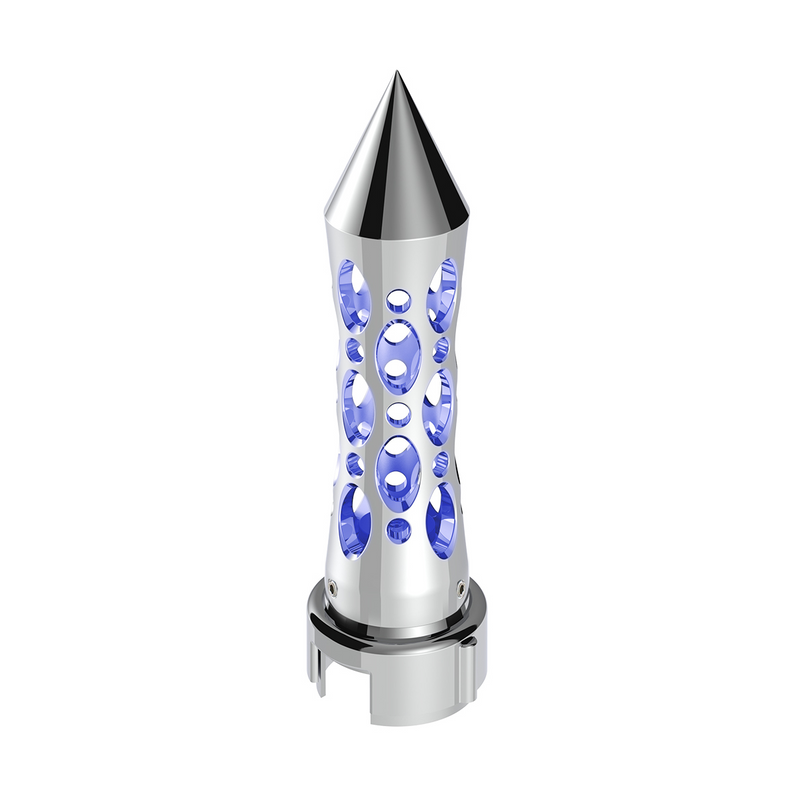 United Pacific Thread-On Daytona Style Spike Gearshift Knob With LED 13/15/18 Speed Adapter Chrome/Blue LED 70920