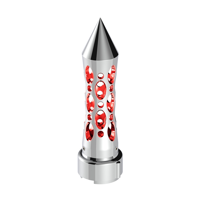 United Pacific Thread-On Daytona Style Spike Gearshift Knob With LED 9/10 Speed Adapter Chrome/Red LED 70923