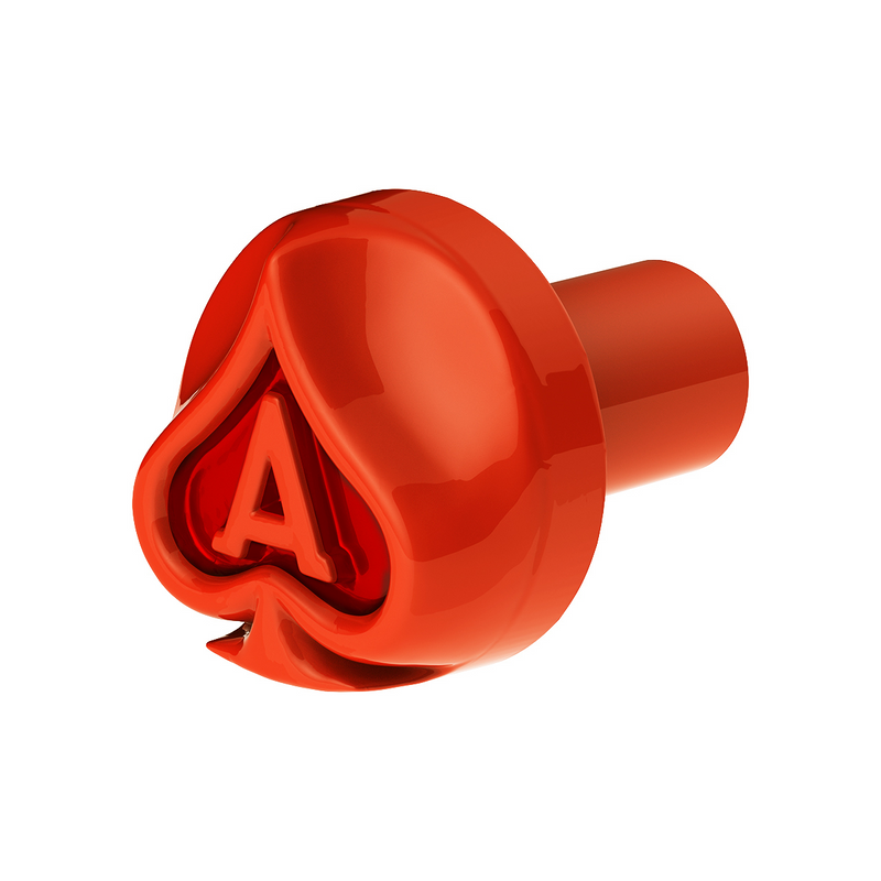 United Pacific Ace Of Spades Air Valve Knob Cadmium Orange With Gloss Red Inlay 71037