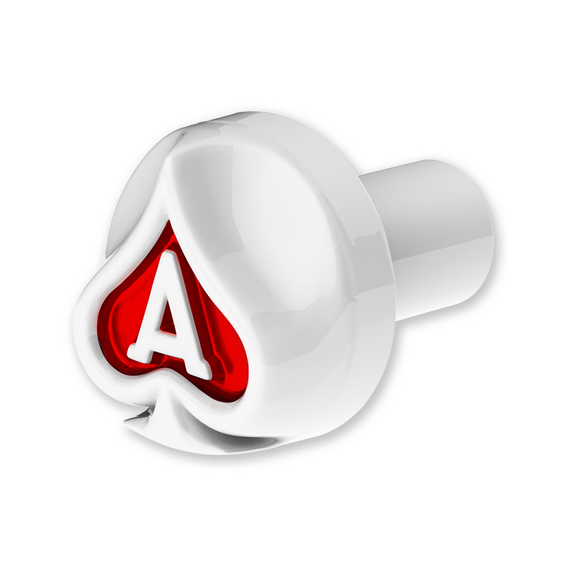 United Pacific Ace Of Spades Air Valve Knob Pearl White With Gloss Red Inlay 71042