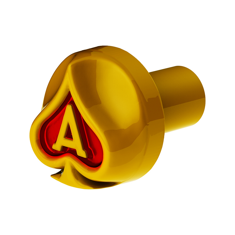 United Pacific Ace Of Spades Air Valve Knob Electric Yellow With Gloss Red Inlay 71043