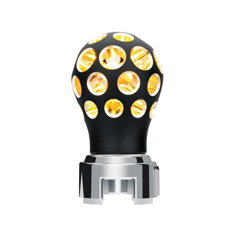 United Pacific Thread-On Matte Black Phoenix Style Ball Gearshift Knob With LED 13/15/18 Speed Adapter-Amber LED 71076