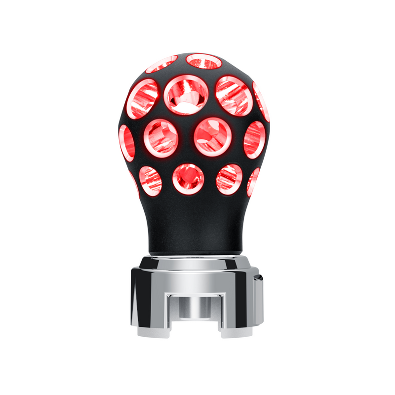 United Pacific Thread-On Matte Black Phoenix Style Ball Gearshift Knob With LED 13/15/18 Speed Adapter-Red LED 71078