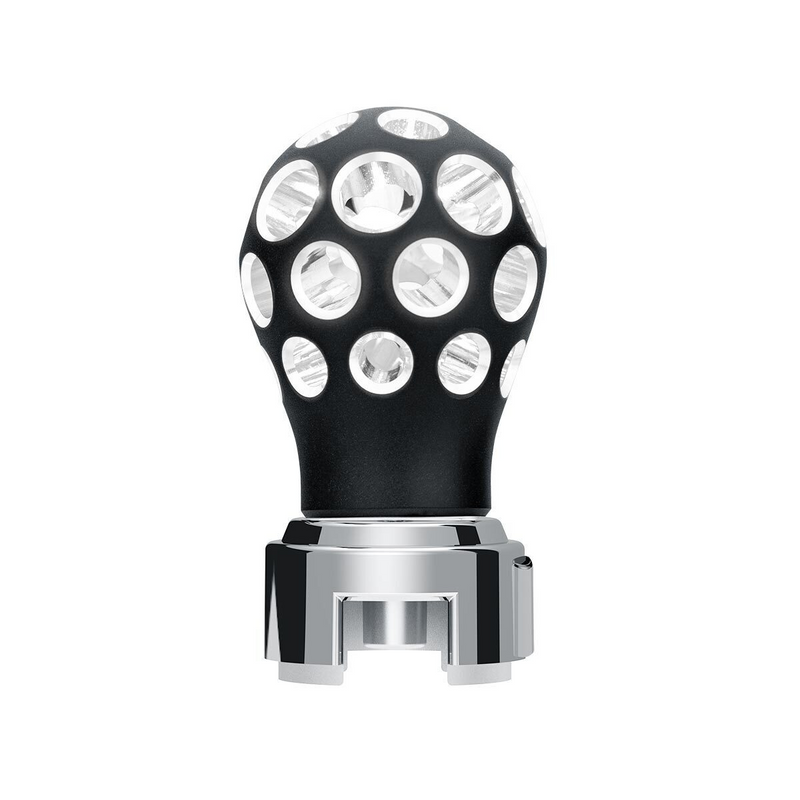 United Pacific Thread-On Matte Black Phoenix Style Ball Gearshift Knob With LED 13/15/18 Speed Adapter-White LED 71079