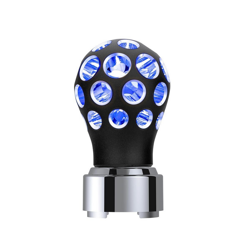 United Pacific Thread-On Matte Black Phoenix Style Ball Gearshift Knob With LED 9/10 Speed Adapter-Blue LED 71081