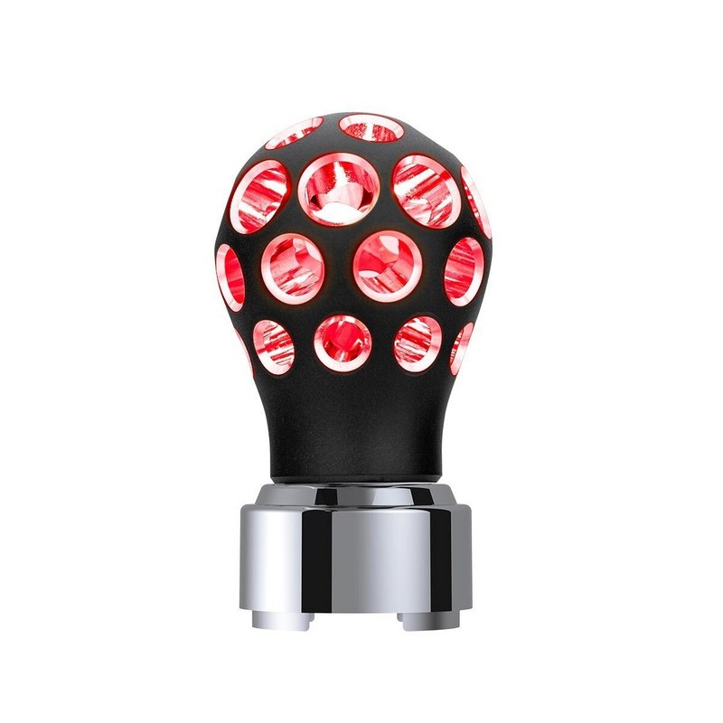 United Pacific Thread-On Matte Black Phoenix Style Ball Gearshift Knob With LED 9/10 Speed Adapter-Red LED 71082