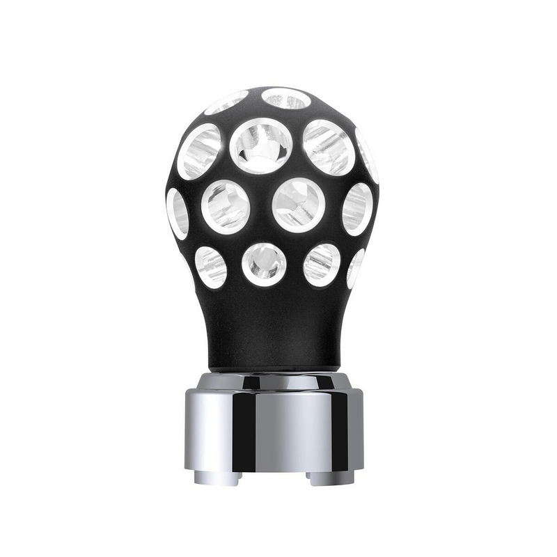 United Pacific Thread-On Matte Black Phoenix Style Ball Gearshift Knob With LED 9/10 Speed Adapter-White LED 71083
