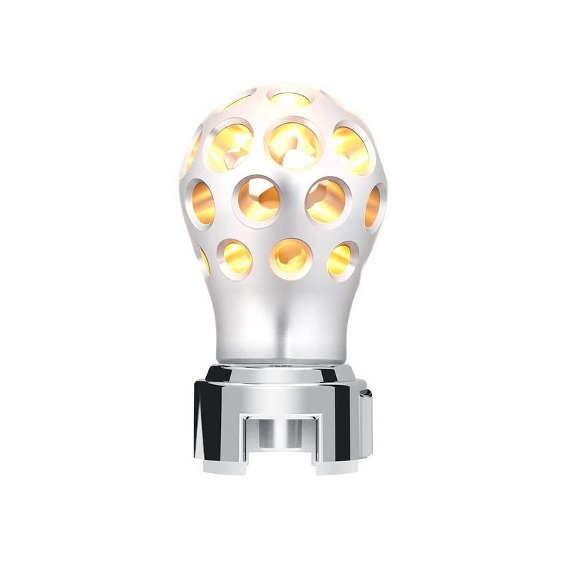 United Pacific Thread-On Annodized Phoenix Style Ball Gearshift Knob With LED 13/15/18 Speed Adapter-Amber LED 71084