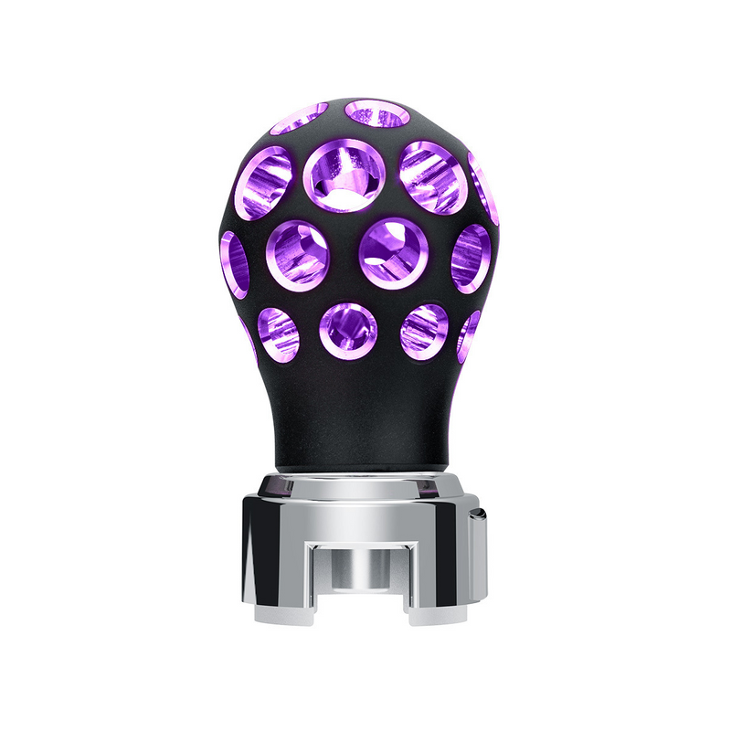 United Pacific Thread-On Matte Black Phoenix Style Ball Gearshift Knob With LED 13/15/18 Speed Adapter-Purple LED 71093