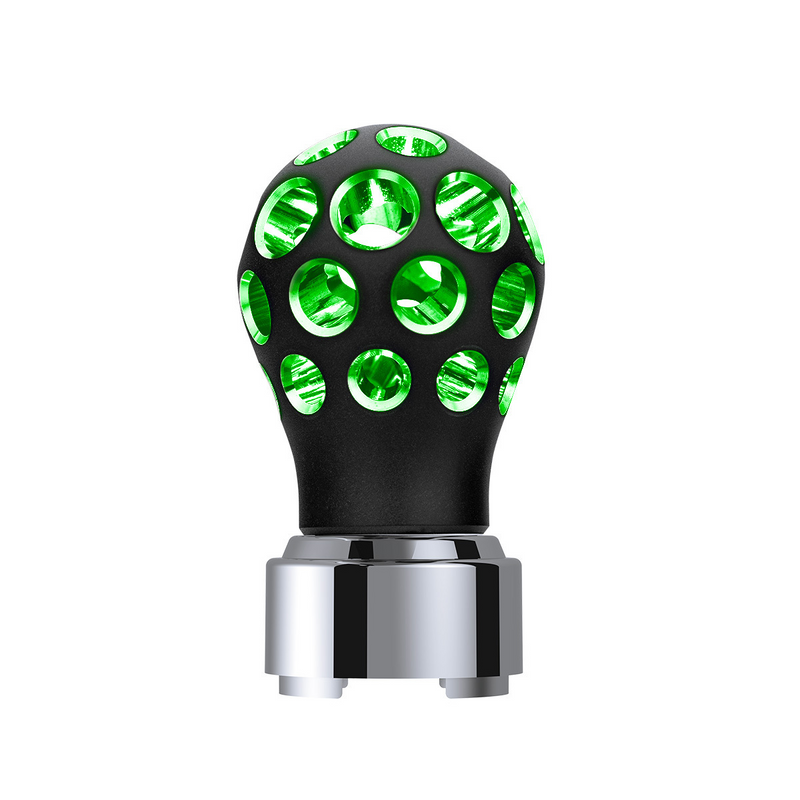 United Pacific Thread-On Matte Black Phoenix Style Ball Gearshift Knob With LED 9/10 Speed Adapter-Green LED 71094
