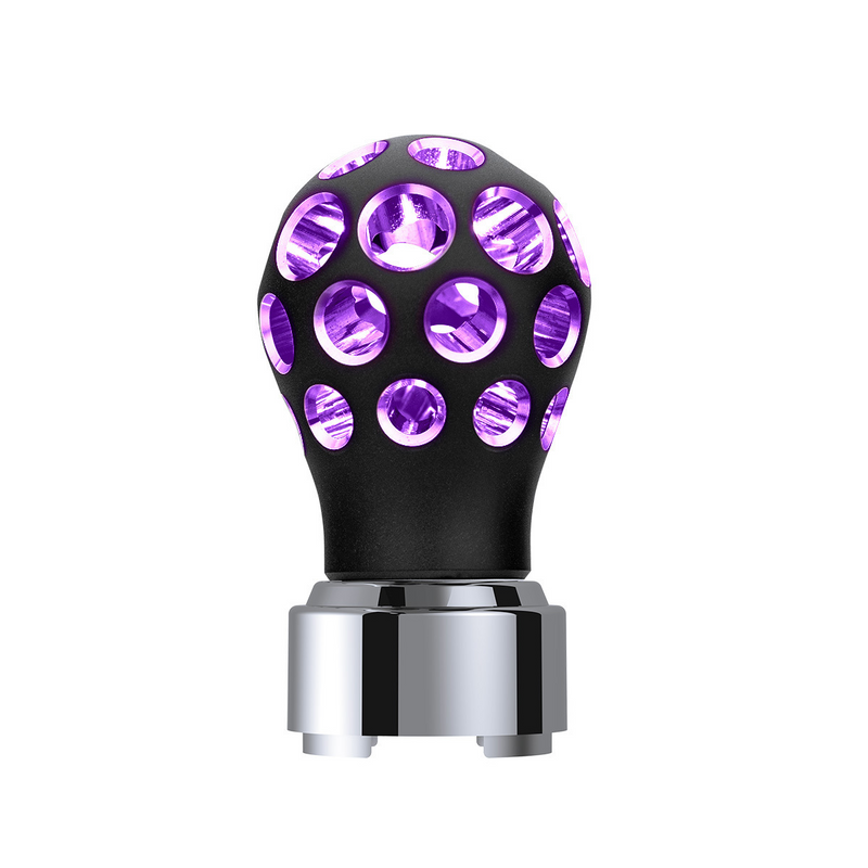 United Pacific Thread-On Matte Black Phoenix Style Ball Gearshift Knob With LED 9/10 Speed Adapter-Purple LED 71095