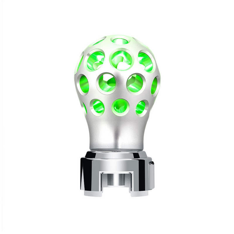 United Pacific Thread-On Annodized Phoenix Style Ball Gearshift Knob With LED 13/15/18 Speed Adapter-Green LED 71096