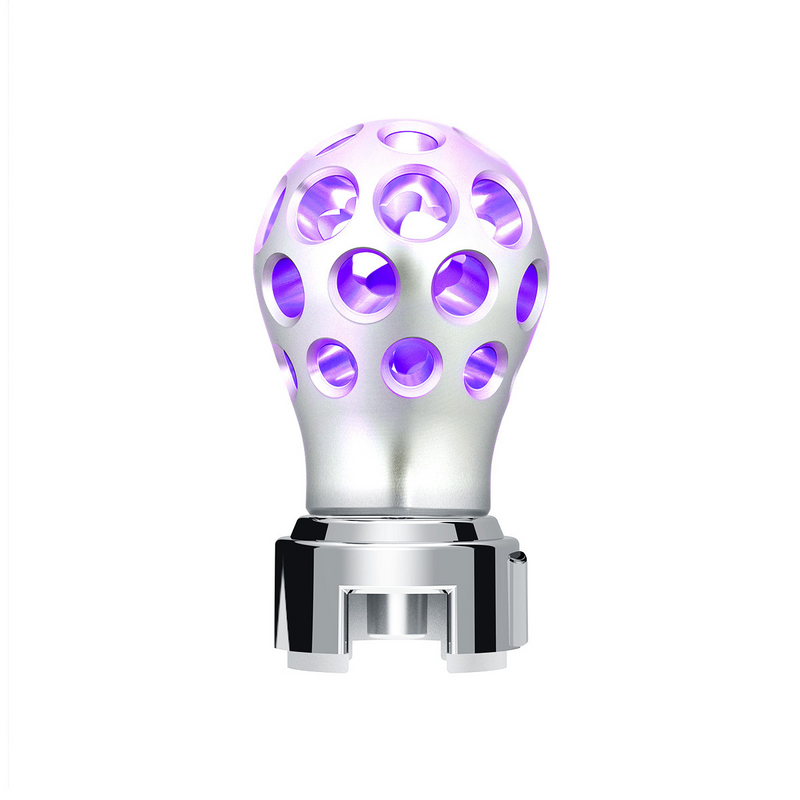 United Pacific Thread-On Annodized Phoenix Style Ball Gearshift Knob With LED 13/15/18 Speed Adapter-Purple LED 71097