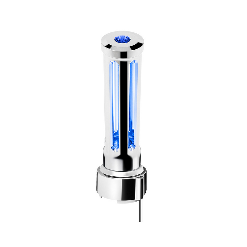 United Pacific Thread-On Chrome Sonoma Style Gearshift Knob With LED 9/10 Speed Adapter-Blue Crystal/Blue LED 71136